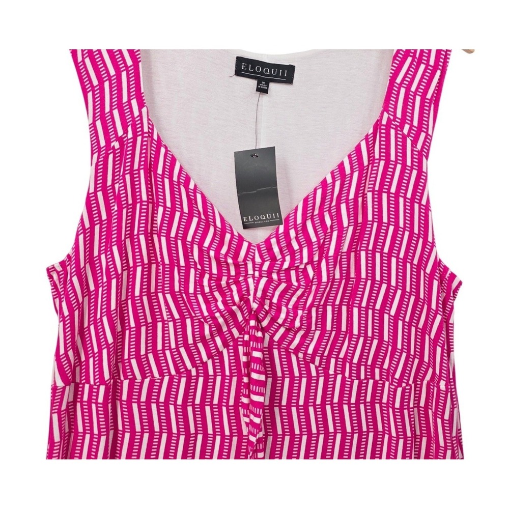 ELOQUII Women Plus Size 18 Pink White Cut Out Tie Sleeveless Maxi Dress NWT - Picture 4 of 13